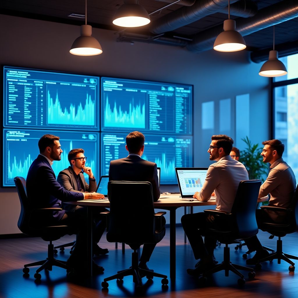 Echipa CryptoInvest în biroul modern
