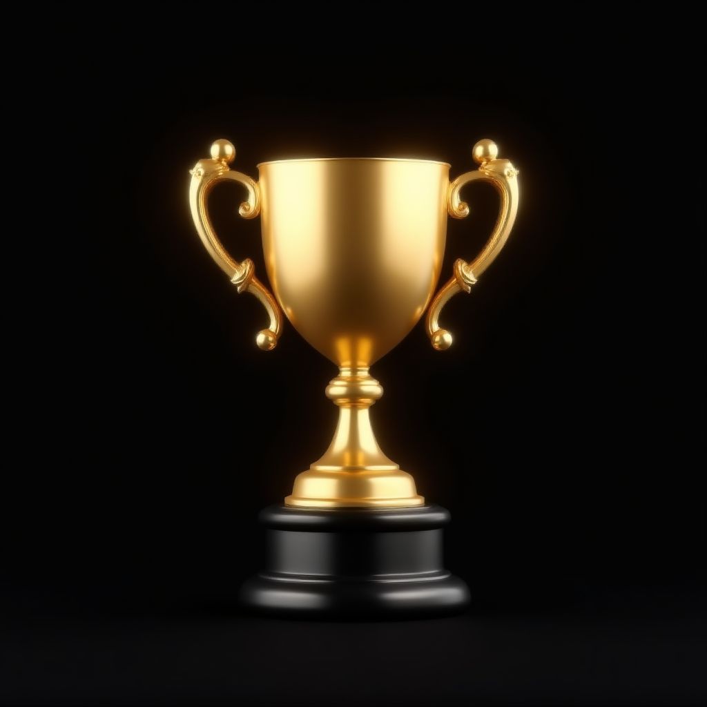 Trofeo de cristal con fondo azul